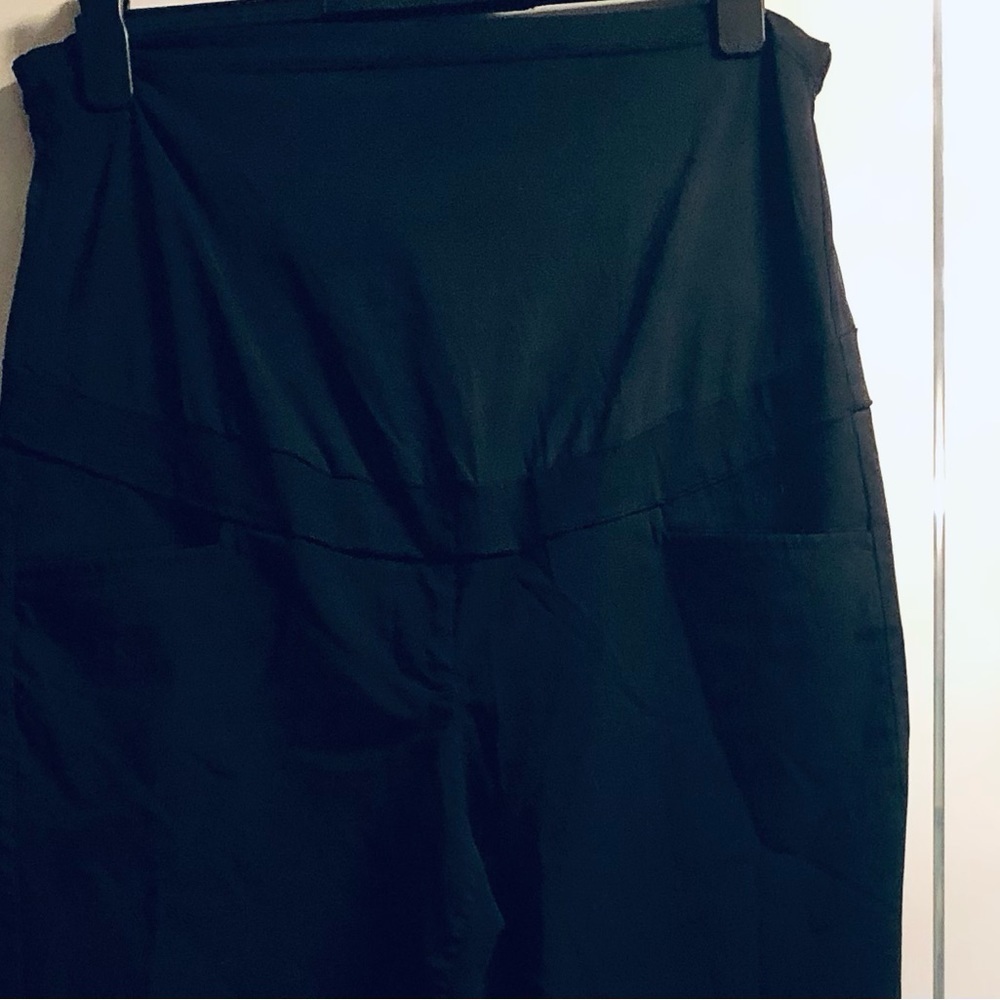 Stork & Babe XL Black Maternity High Rise Panel Straight Leg Pants Pockets - Picture 9 of 16